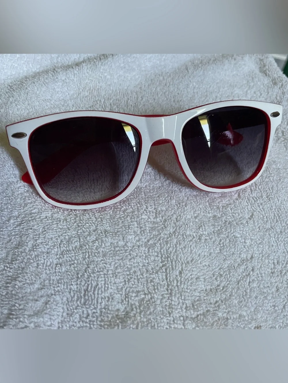 White Frame Sunglasses with Red Accents